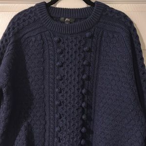 J Crew Textured Cable knit sweater Navy Blue